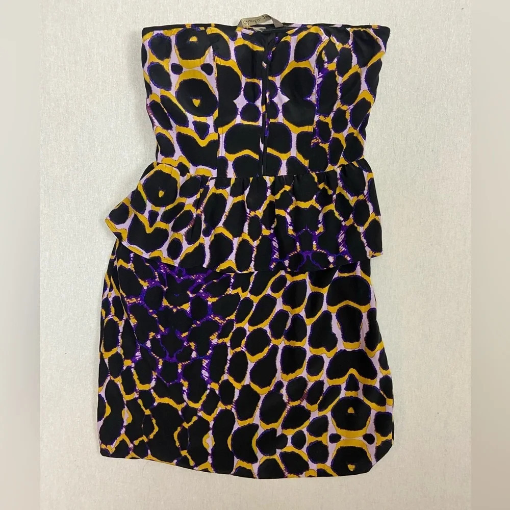 Charlie Jade 100% Silk Strapless Cocktail Mini Dress Size XS